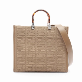 Fendi Sunshine Medium Canvas Leather Tote Bag