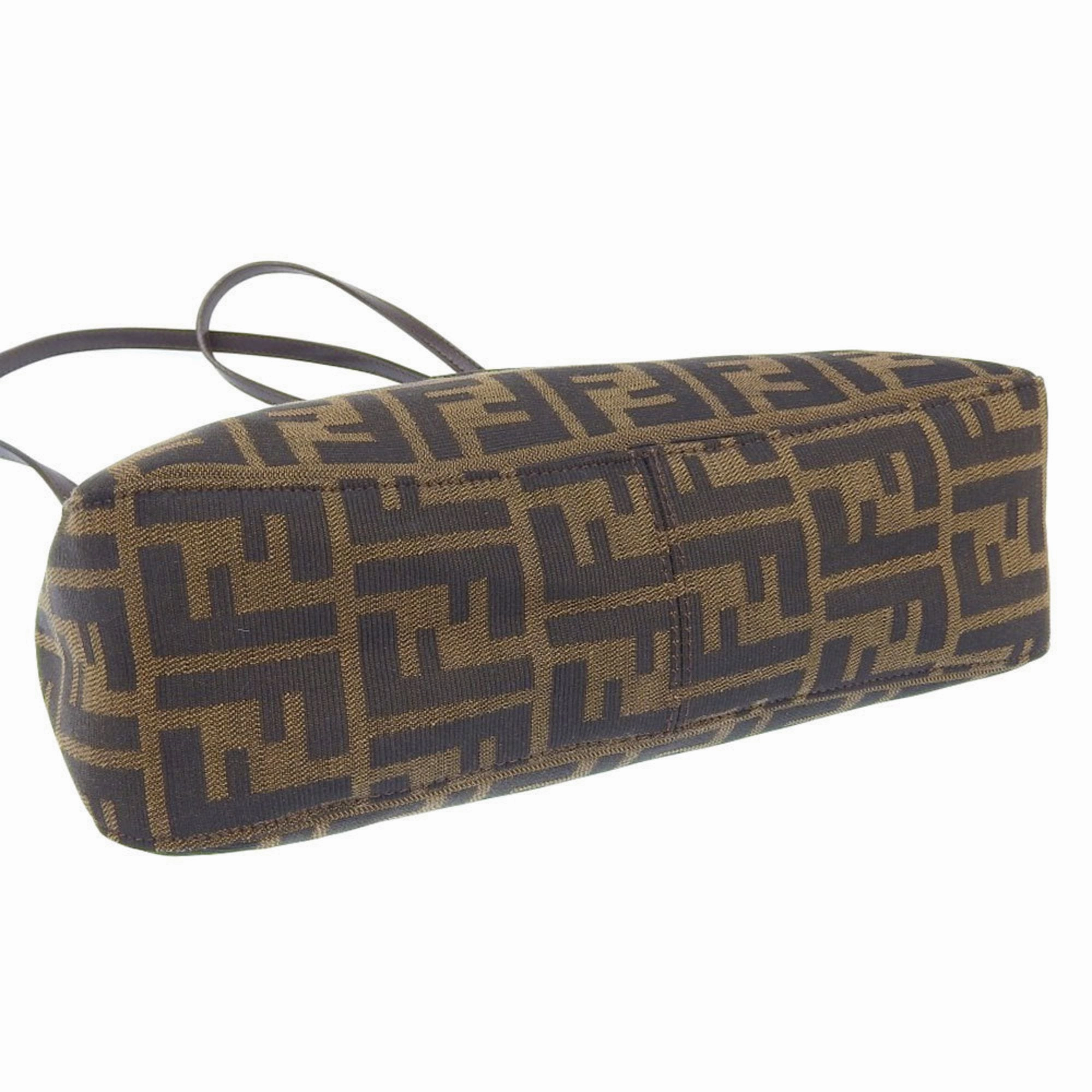 Fendi Zucca Canvas Leather Shoulder Bag (Pre-Owned)
