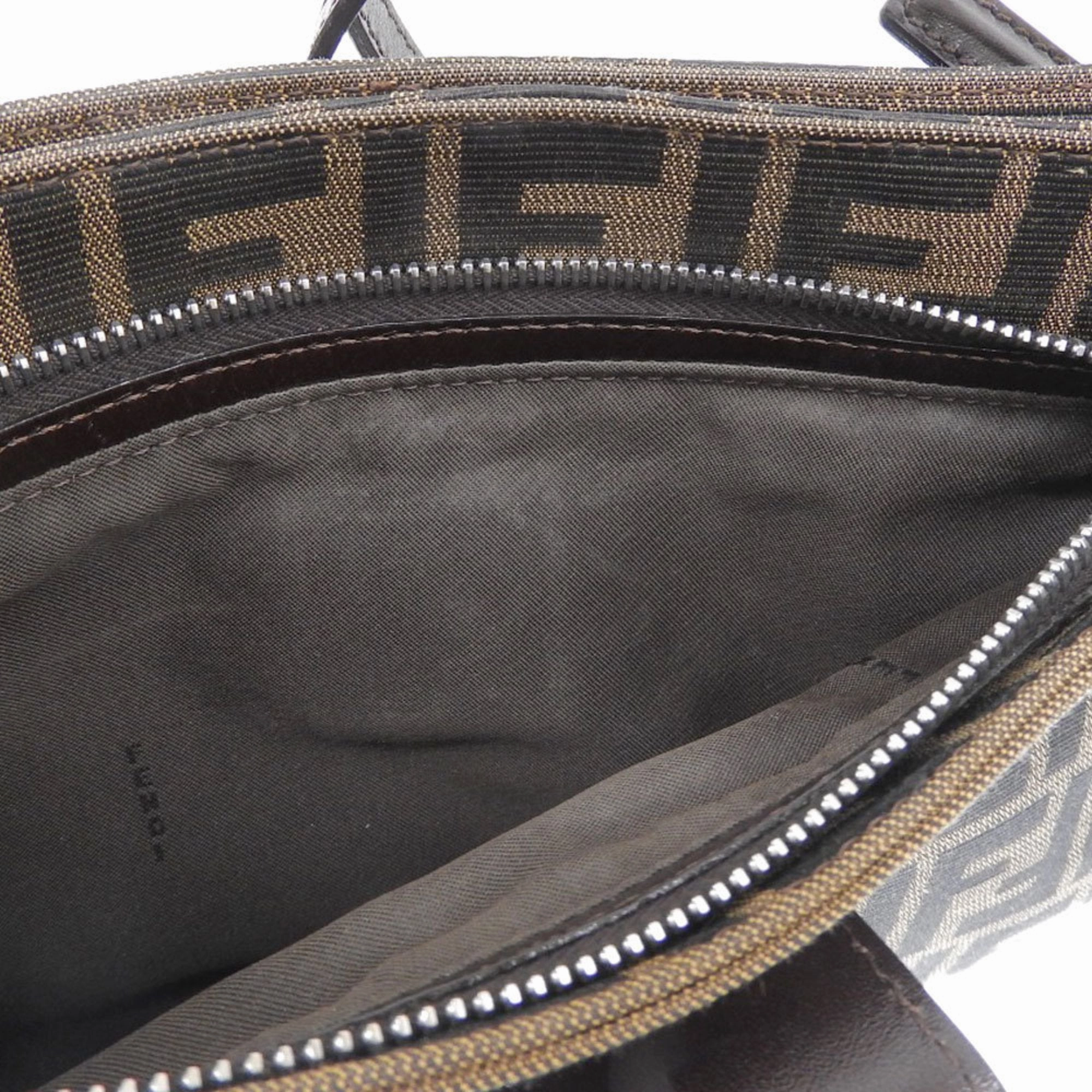 Fendi Zucca Canvas Leather Shoulder Bag (Pre-Owned)