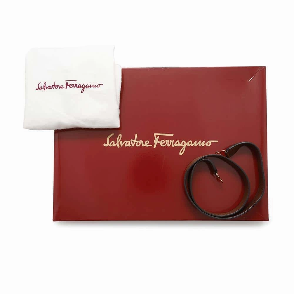 Ferragamo Gancini Shoulder Bag Jasmin Flower/Brown Leather