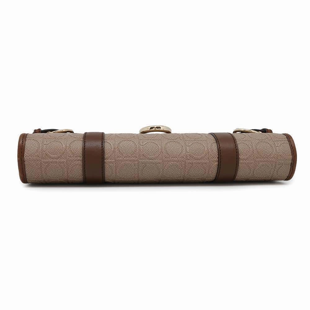 Ferragamo Gancini Shoulder Bag Jasmin Flower/Brown Leather