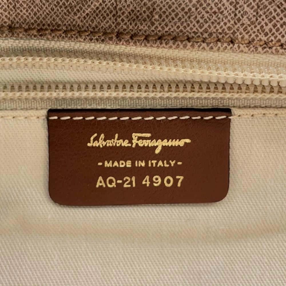 Ferragamo Gancini Shoulder Bag Jasmin Flower/Brown Leather