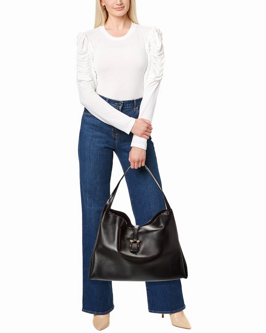 Ferragamo Logo Plaque Leather Tote