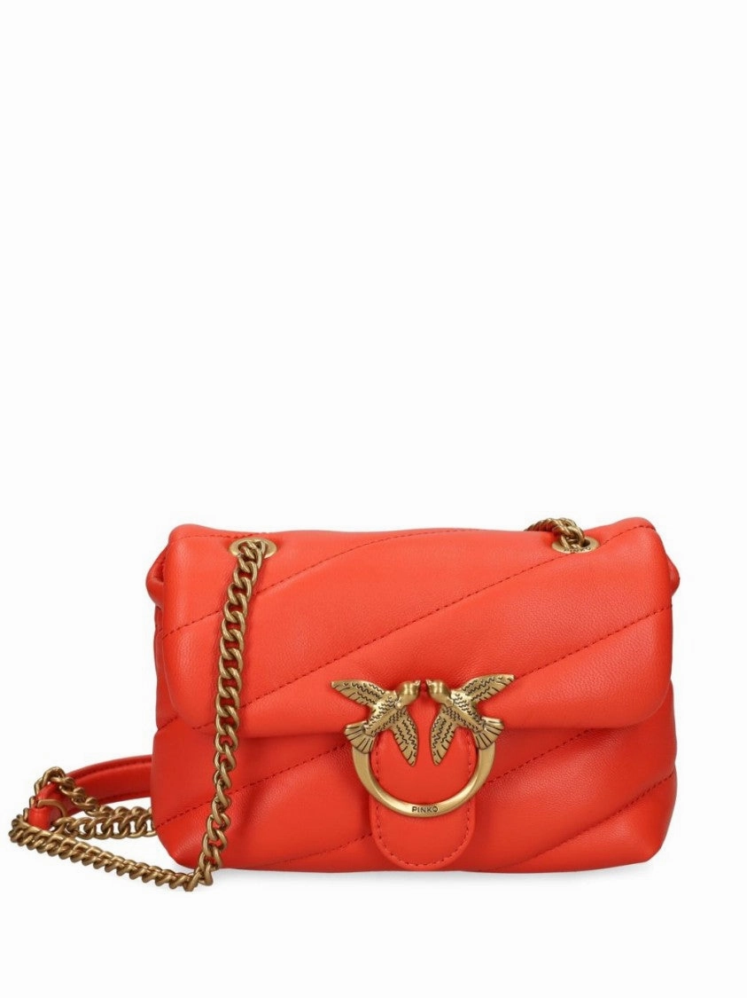 Flame Red Quilted Shoulder Bag