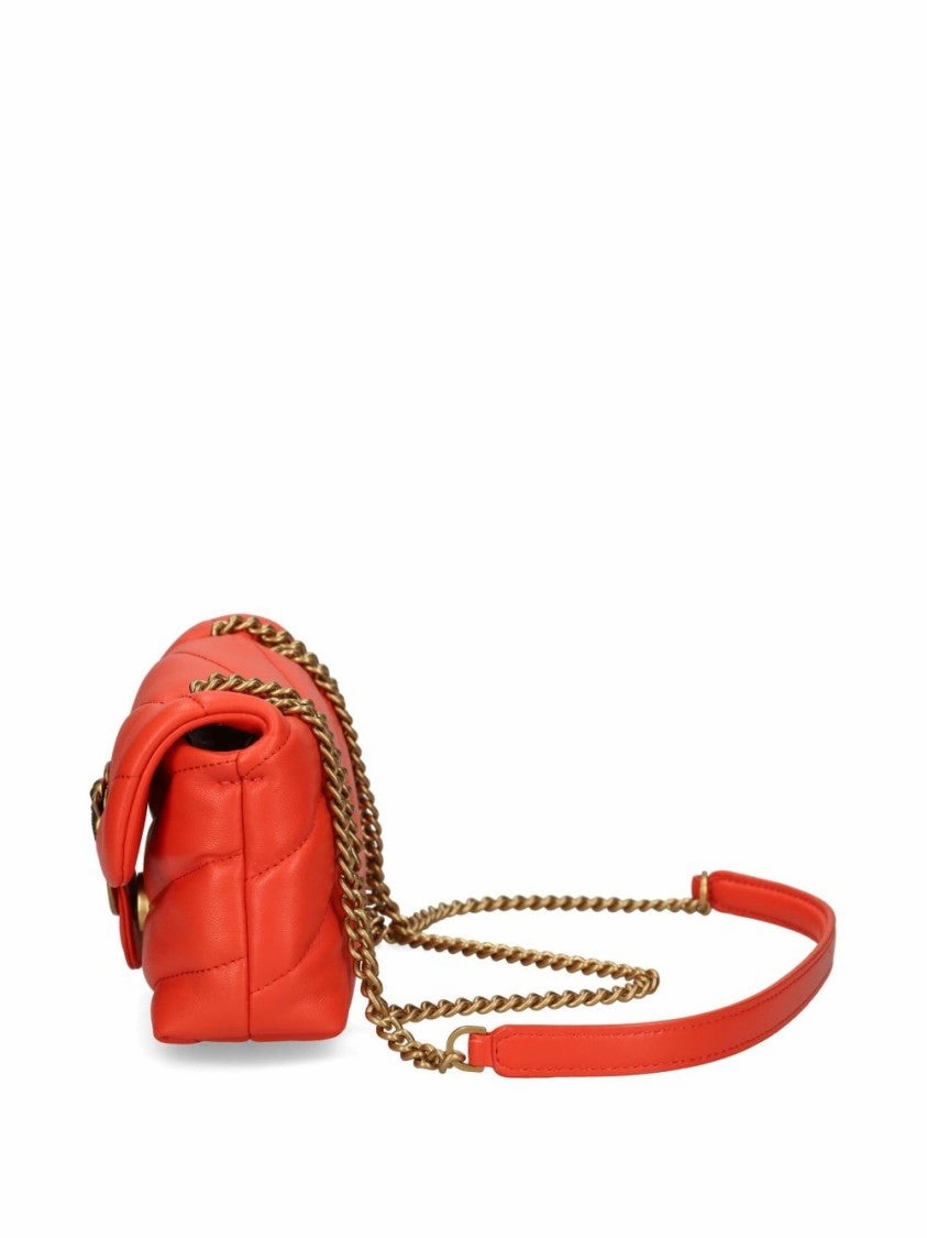 Flame Red Quilted Shoulder Bag