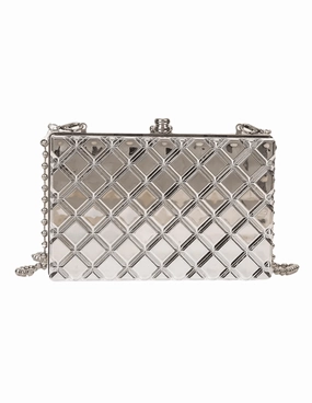 Fleur de Camlia Metallic Geometric Clutch