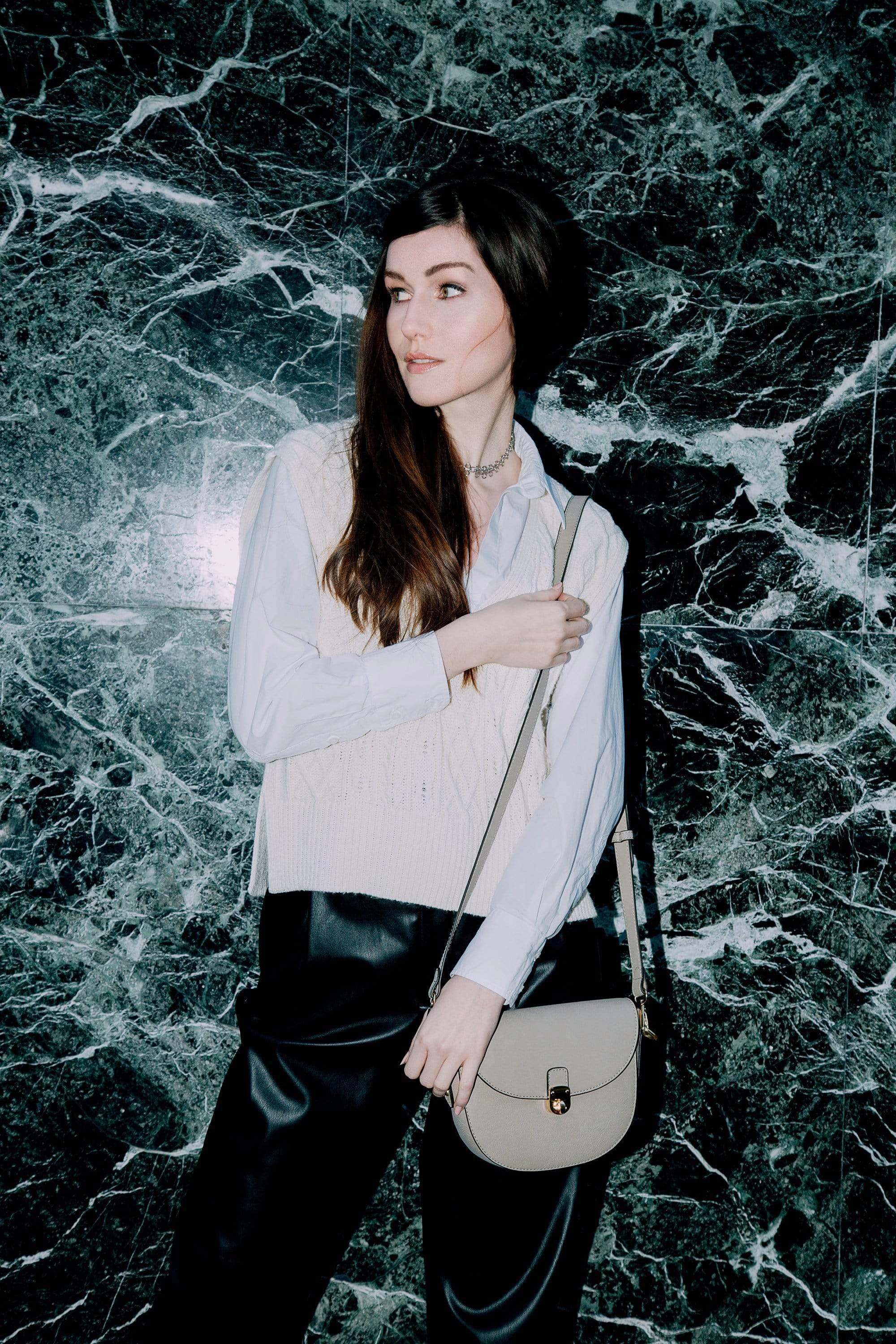 Florine Desserto Cactus Leather Vegan Crossbody Bag | Beige