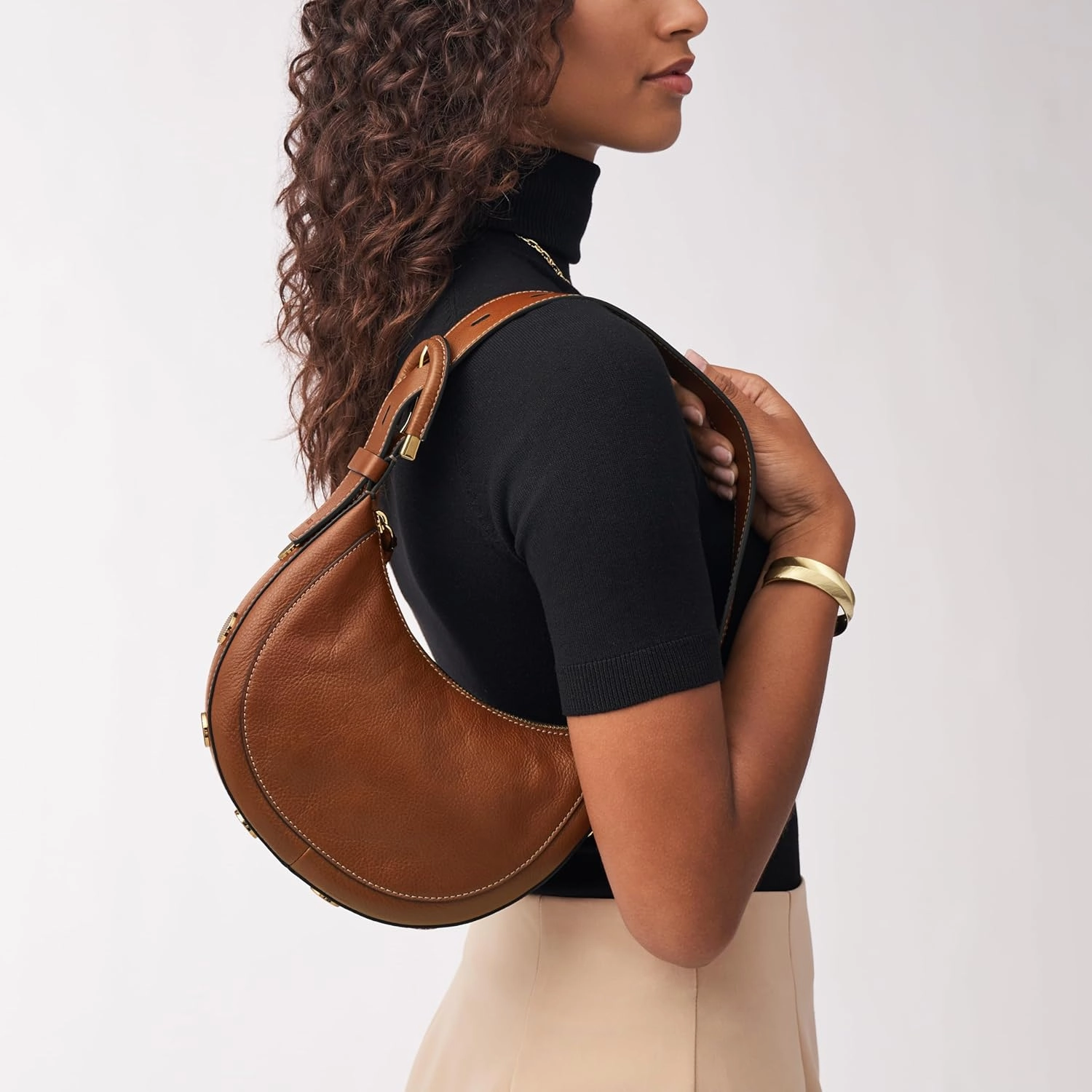 Fossil Women's Harwell Leather Crescent Shoulder Bag