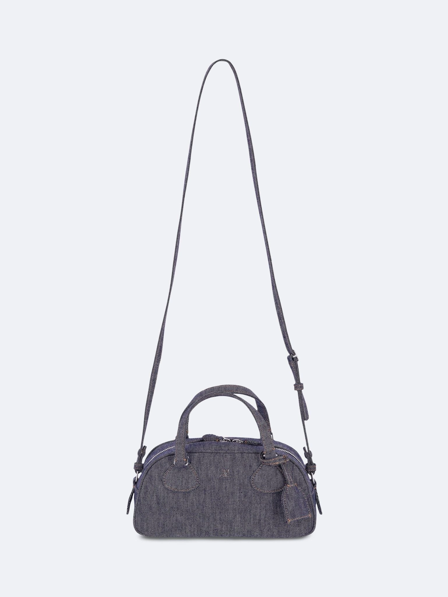 Friday denim bowling baguette bag