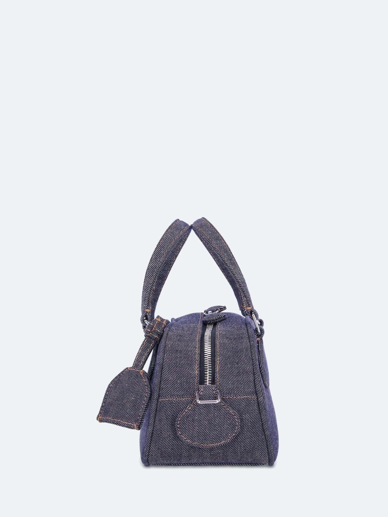 Friday denim bowling baguette bag