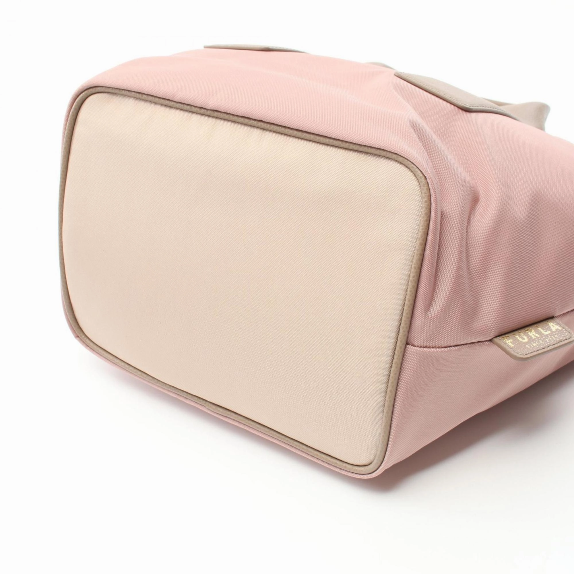 Furla  pink Leather Nylon Canvas Tote Bag
