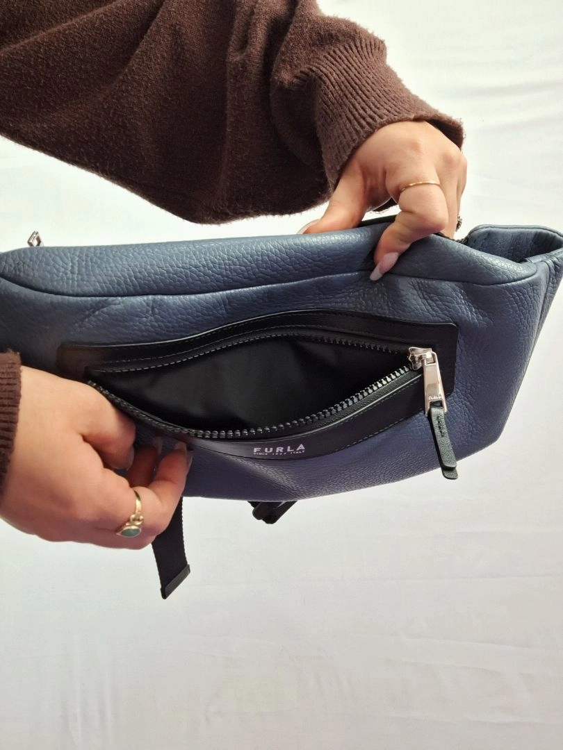 Furla Smokey Blue Cross Body Utility Bag