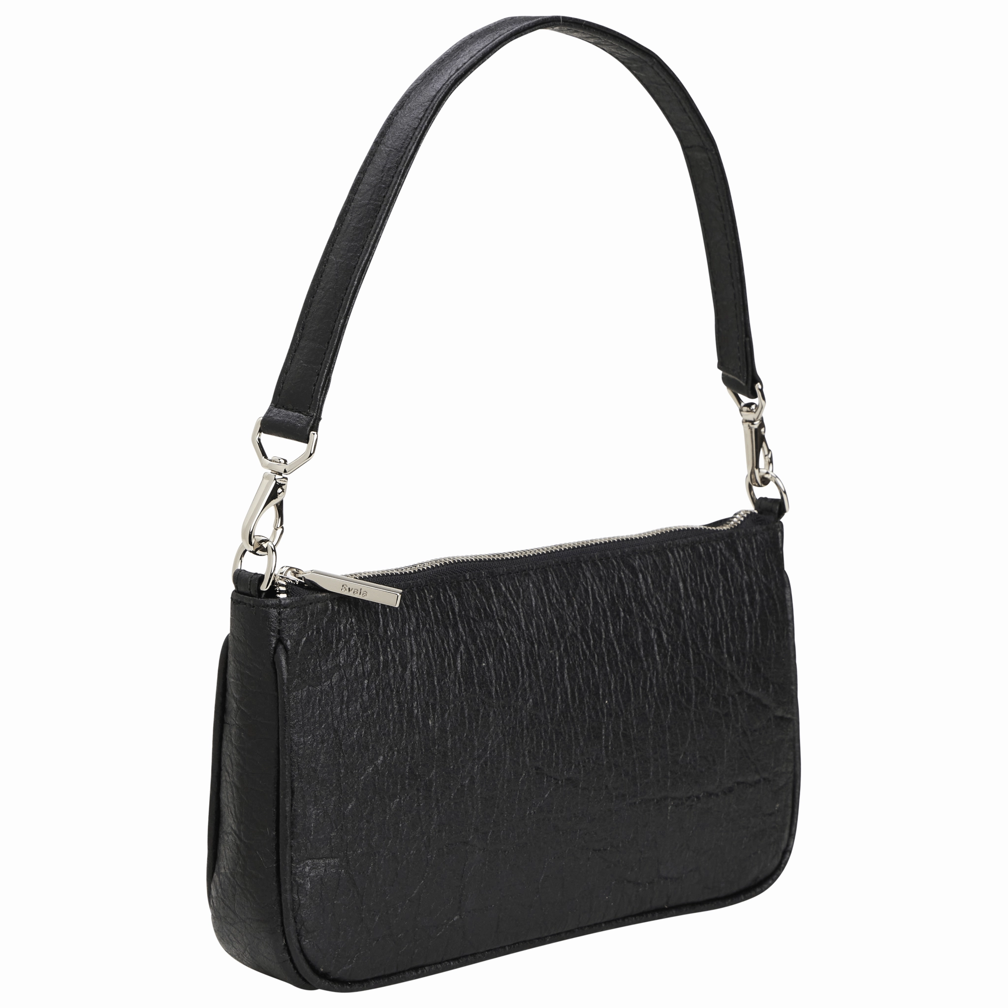 Gaia Piatex Vegan Shoulder Bag | Metallic Black