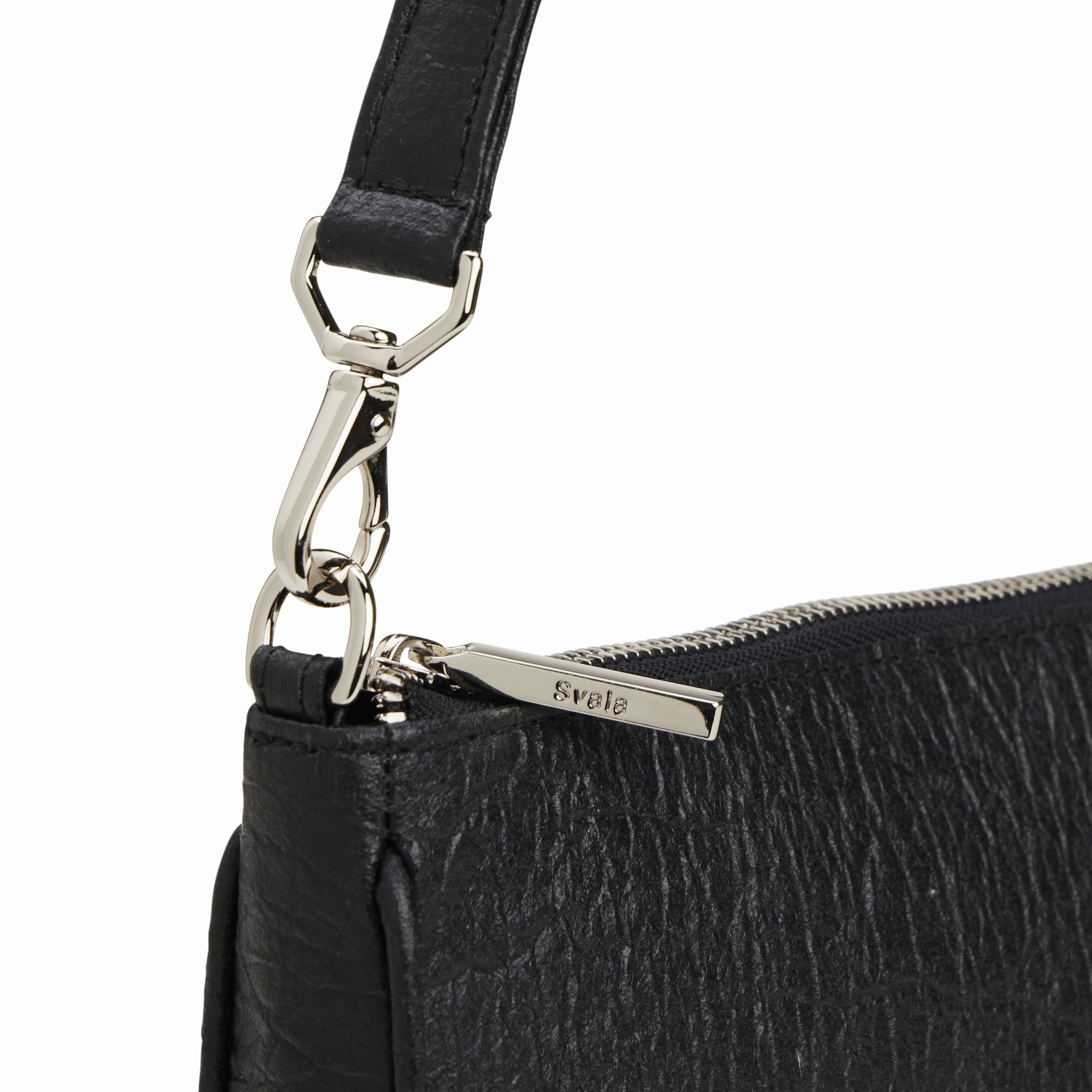 Gaia Piatex Vegan Shoulder Bag | Metallic Black