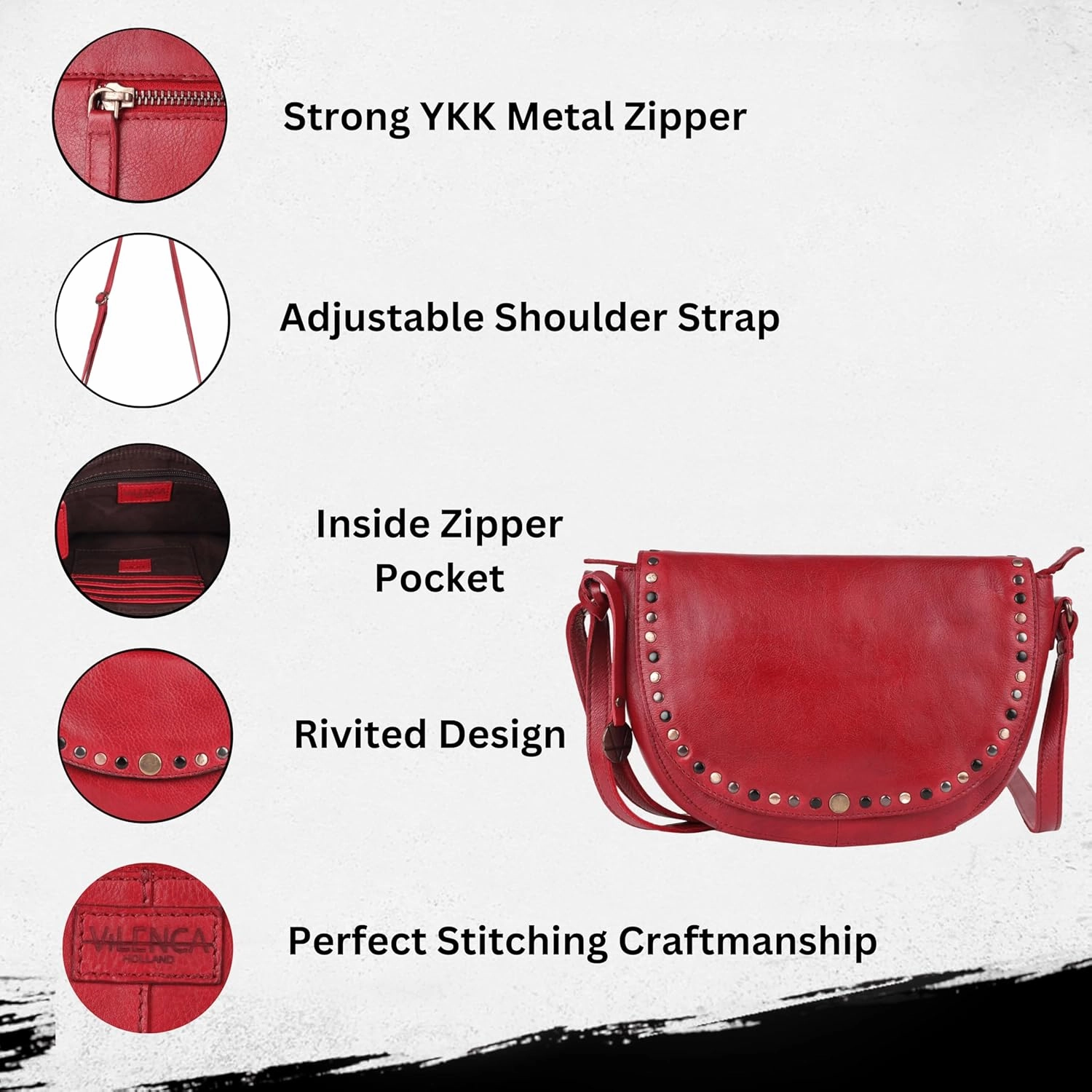 Genuine Italian Leather Boho Studded Crossbody Shoulder Bag - Stylish, Durable, & Perfect for Everyday Use for women