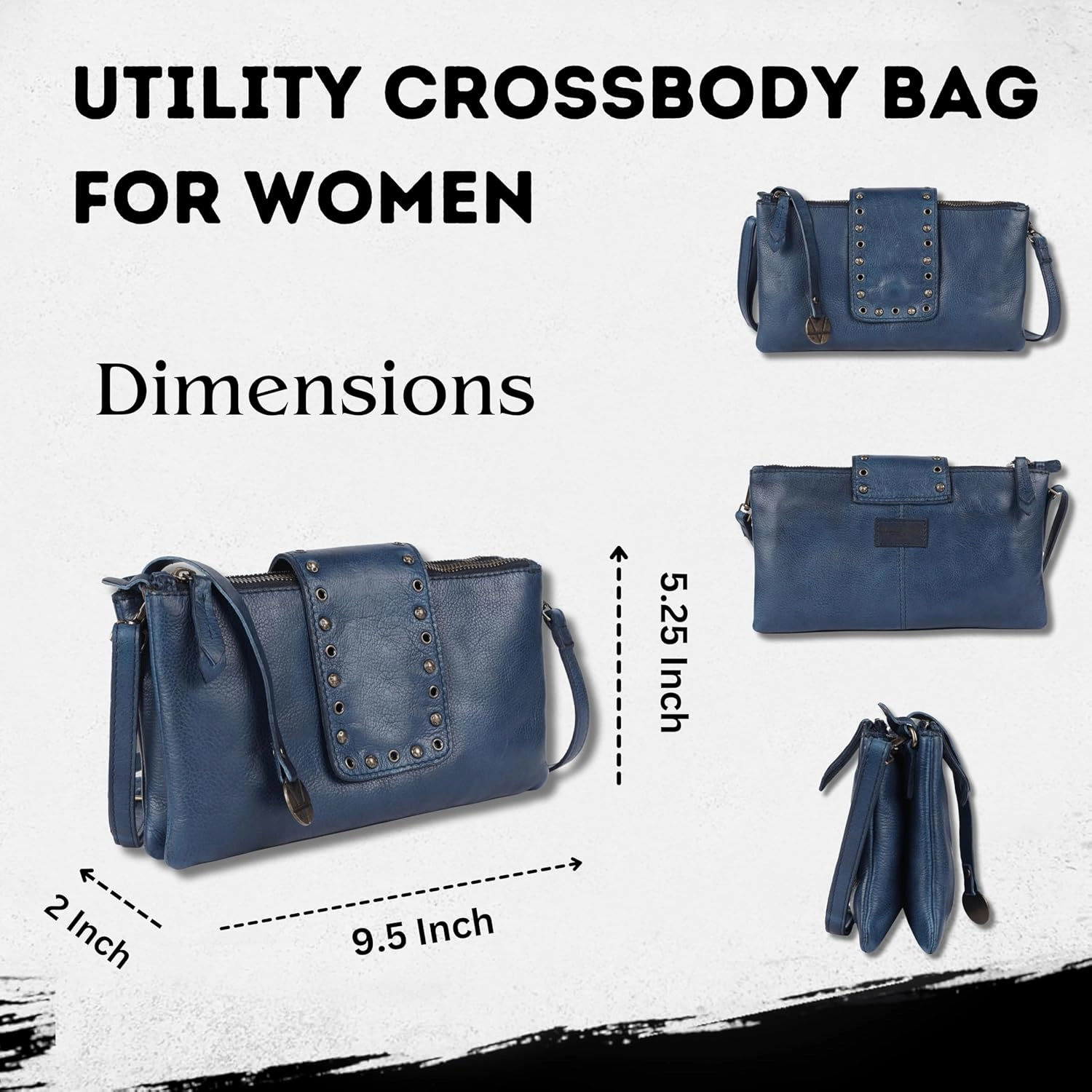 Genuine Italian Leather Boho Studded Crossbody Sling Bag - Stylish, Durable, & Perfect for Everyday Use for women