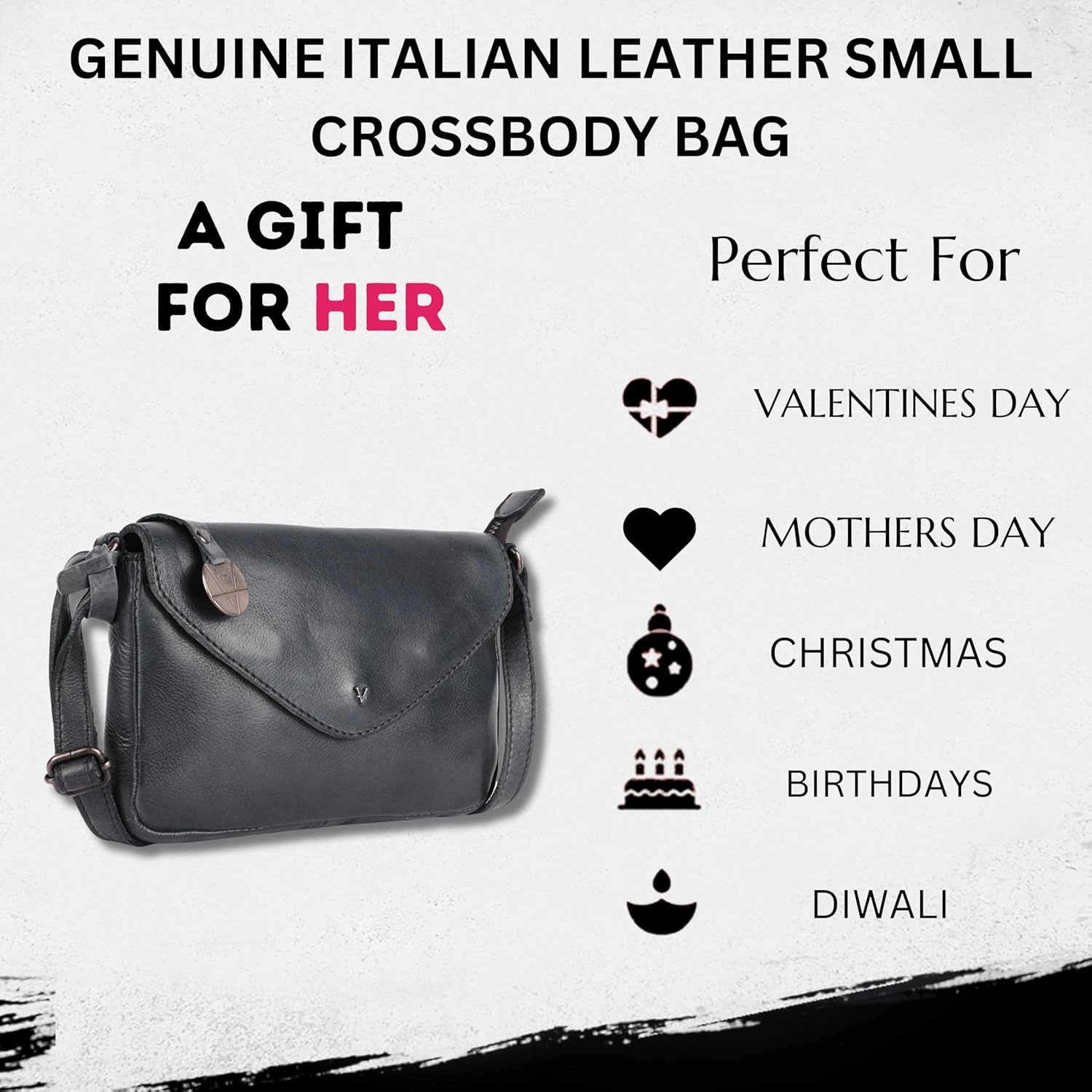 Genuine Italian Leather Small Crossbody Sling Bag RFID Protected Trendy Casual Office with Adjustable Strap