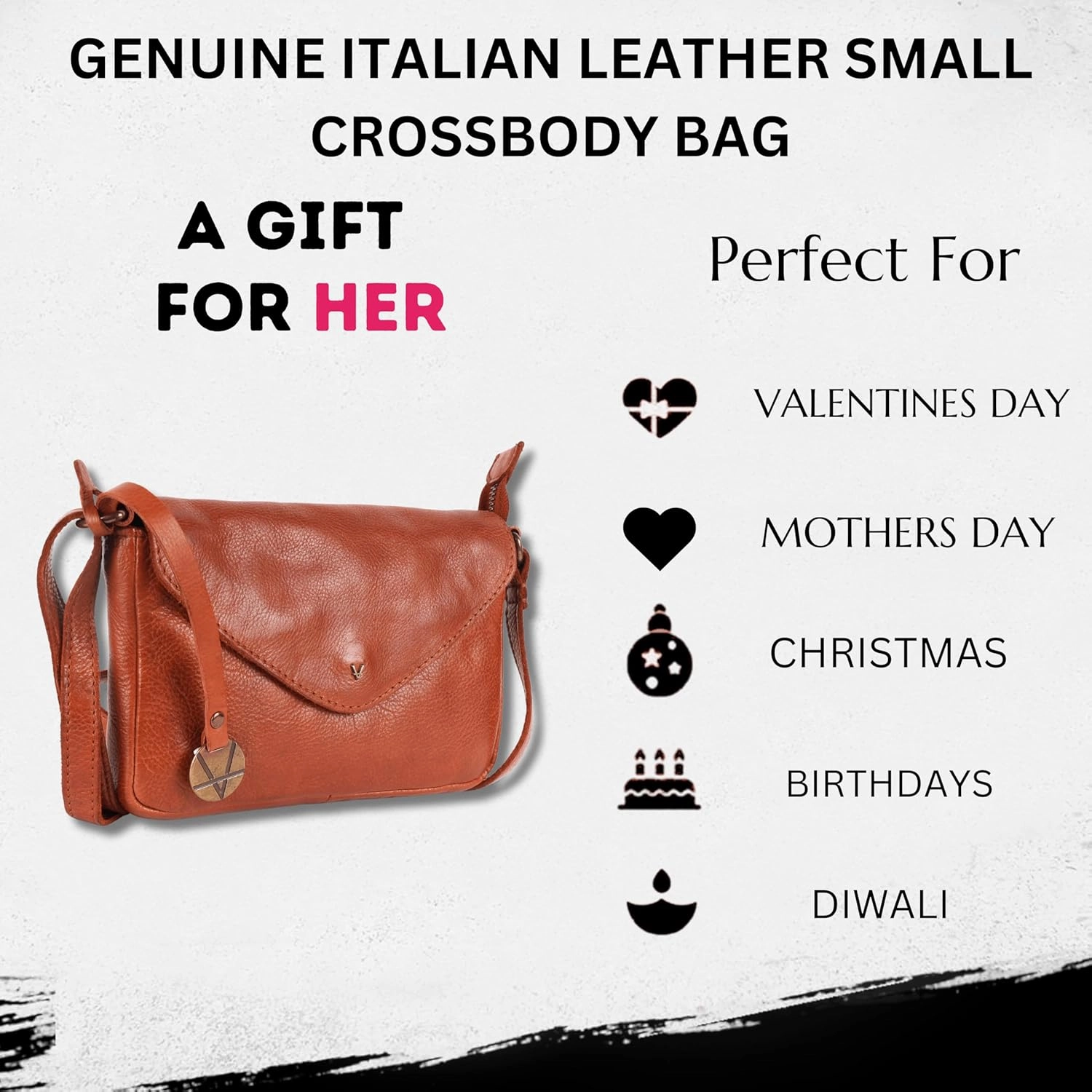 Genuine Italian Leather Small Crossbody Sling Bag RFID Protected Trendy Casual Office with Adjustable Strap