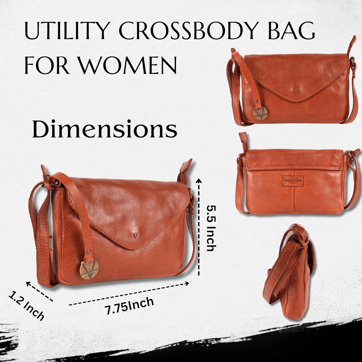 Genuine Italian Leather Small Crossbody Sling Bag RFID Protected Trendy Casual Office with Adjustable Strap
