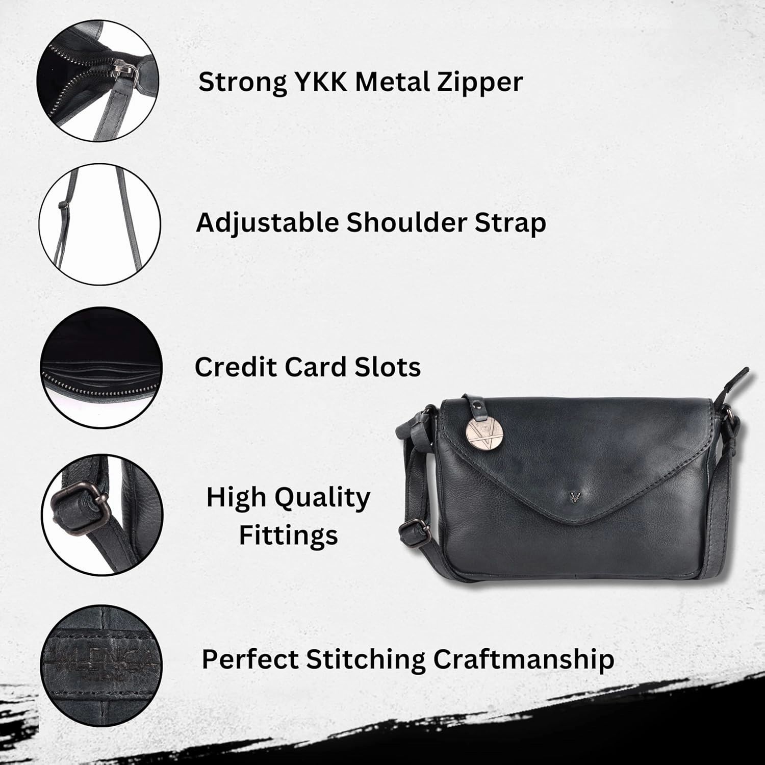Genuine Italian Leather Small Crossbody Sling Bag RFID Protected Trendy Casual Office with Adjustable Strap