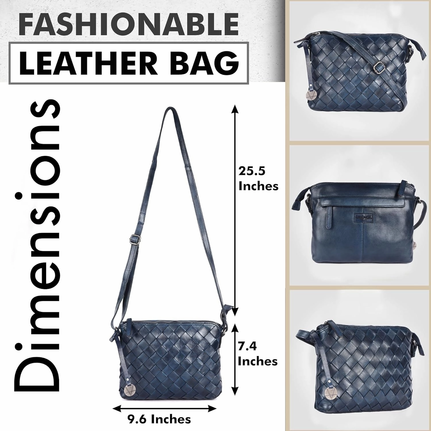 Genuine Leather Crossbody Sling Bag for Women - Trendy Casual Office Bag with Adjustable Strap