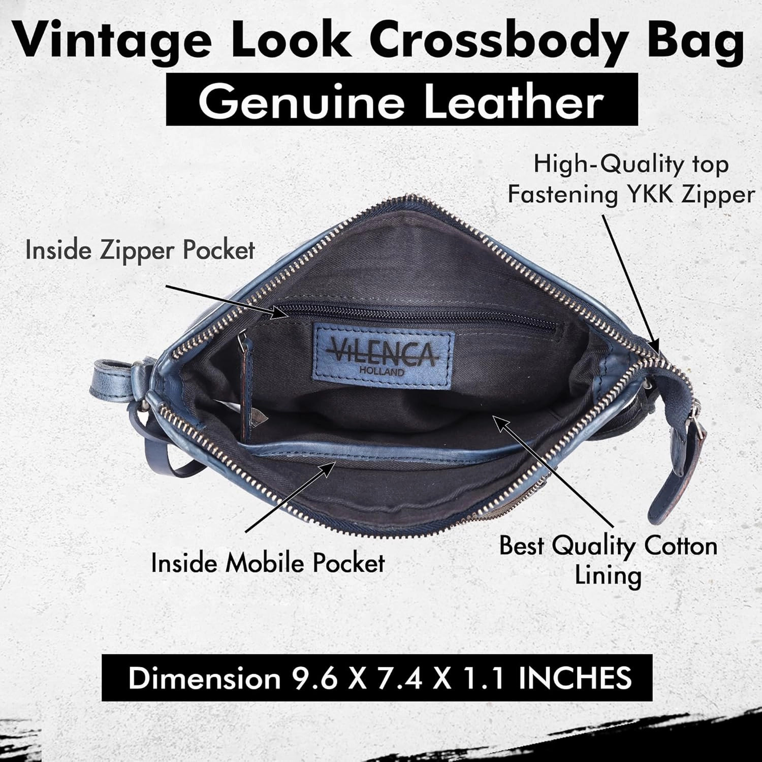 Genuine Leather Crossbody Sling Bag for Women - Trendy Casual Office Bag with Adjustable Strap