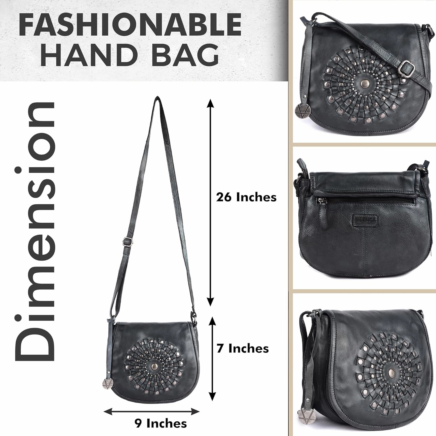 Genuine Leather Crossbody Sling Bag for Women, Purse for Women Trendy Casual Office Bag with Adjustable Strap