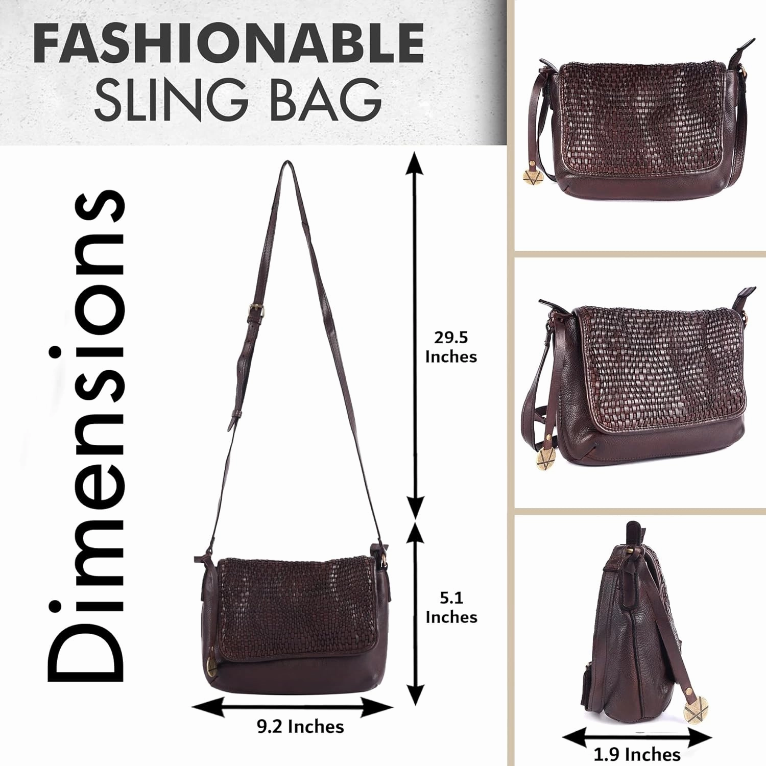 Genuine Leather Crossbody Sling Bags for Women, Bags for Women Trendy Casual Office Bag with Adjustable Strap