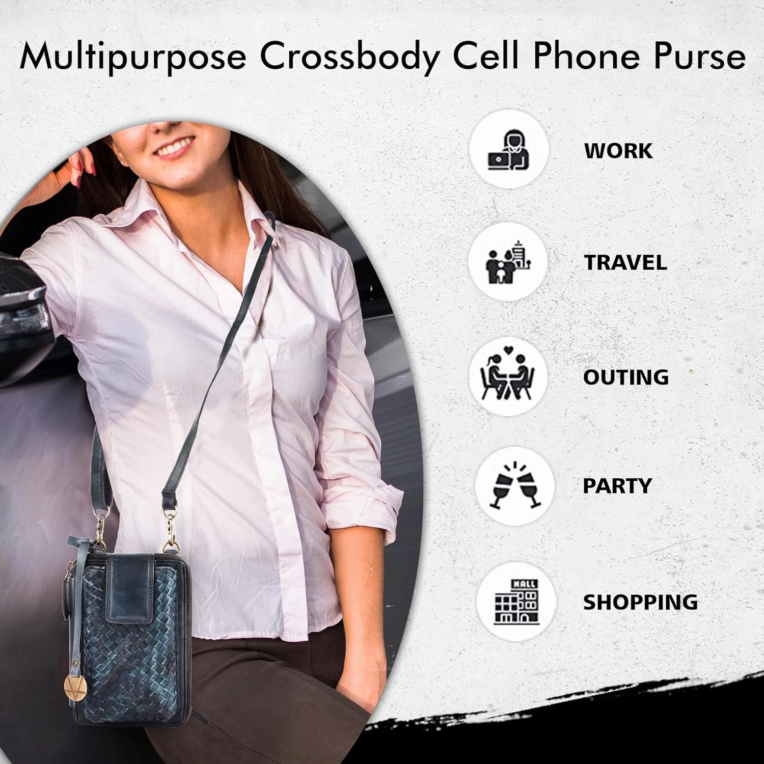Genuine Leather Small Leather Crossbody Bags For Women Cell Phone Purse, Trendy Casual Detachable Strap