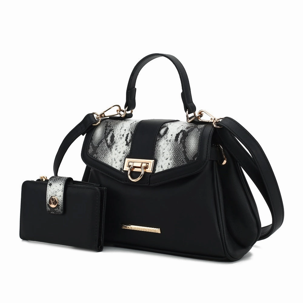 Geny Faux-Snake Embossed Womens Shoulder bag with matching Wallet by Mia K.