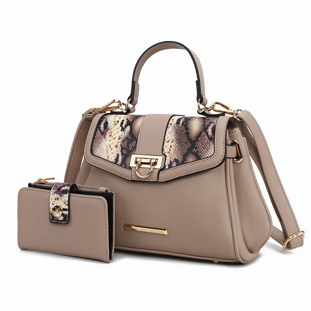 Geny Faux-Snake Embossed Womens Shoulder bag with matching Wallet by Mia K.