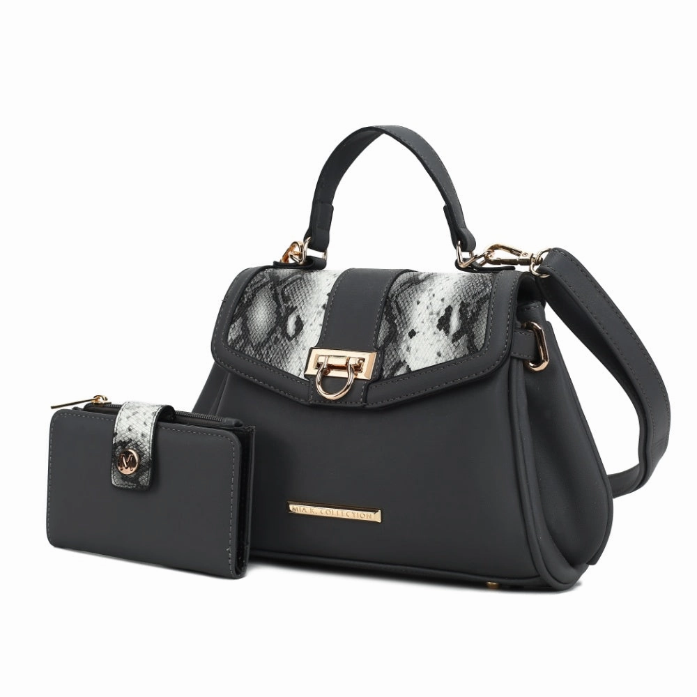 Geny Faux-Snake Embossed Womens Shoulder bag with matching Wallet by Mia K.