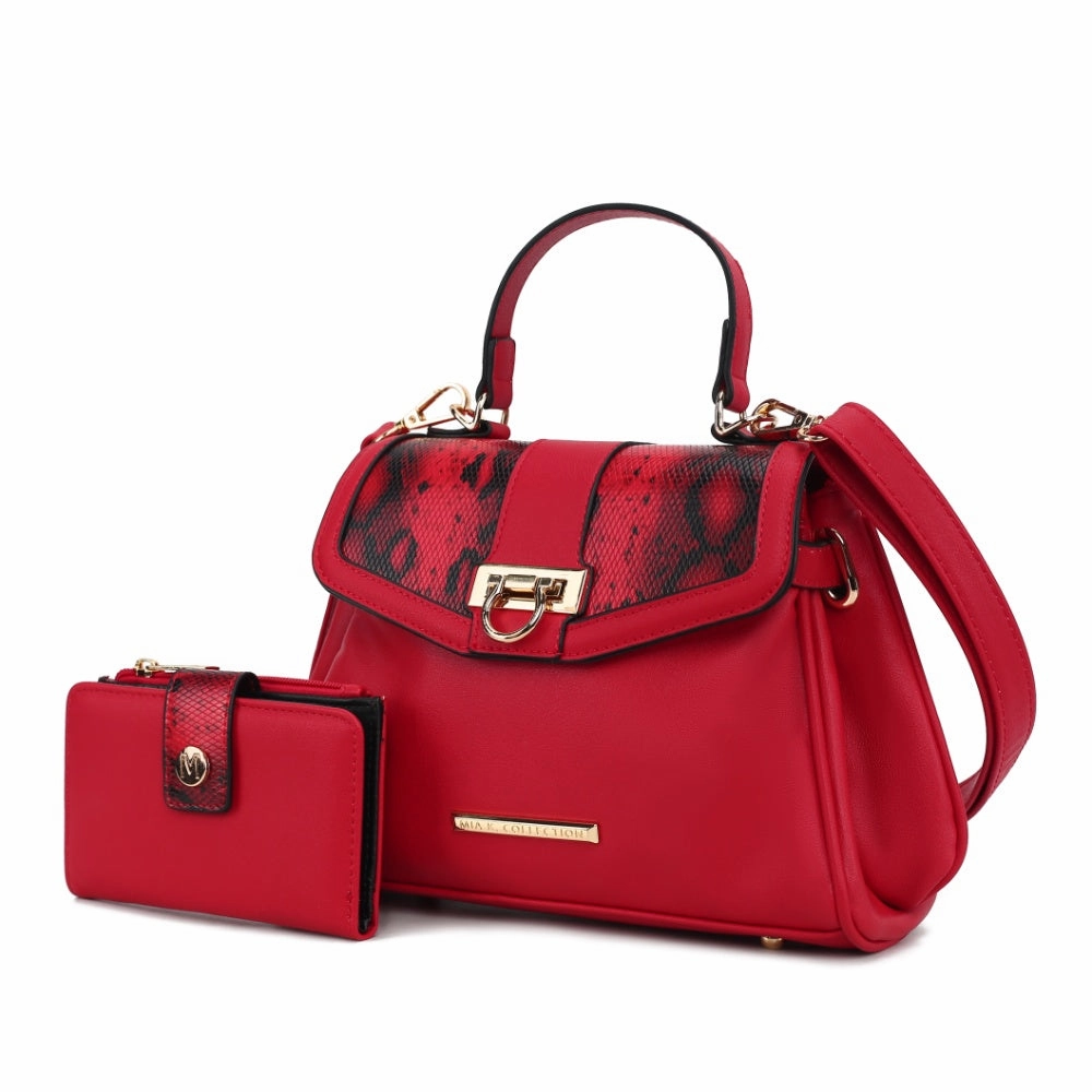 Geny Faux-Snake Embossed Womens Shoulder bag with matching Wallet by Mia K.