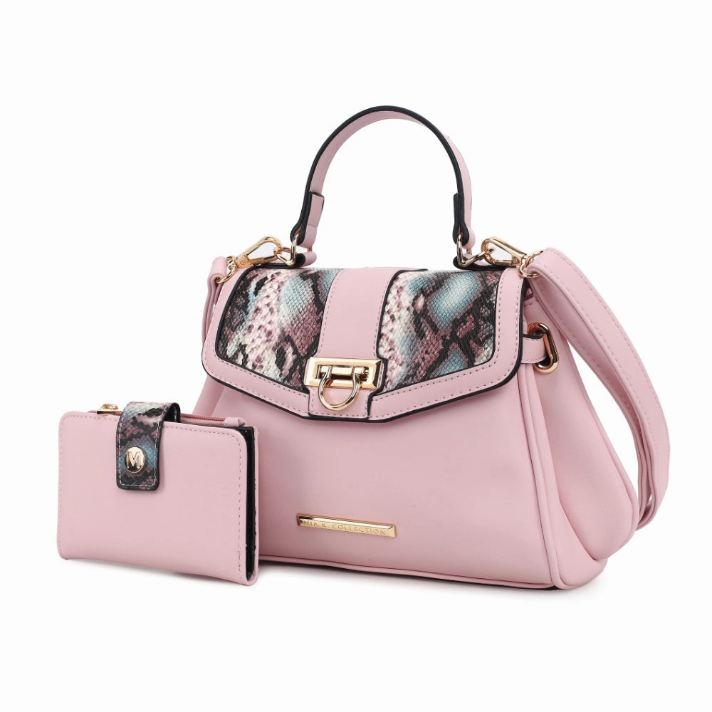 Geny Faux-Snake Embossed Womens Shoulder bag with matching Wallet by Mia K.