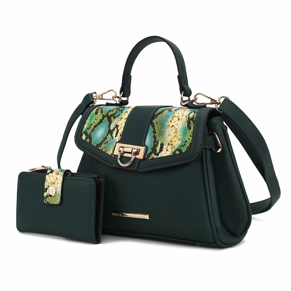 Geny Faux-Snake Embossed Womens Shoulder bag with matching Wallet by Mia K.