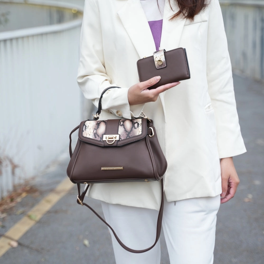 Geny Faux-Snake Embossed Womens Shoulder bag with matching Wallet by Mia K.