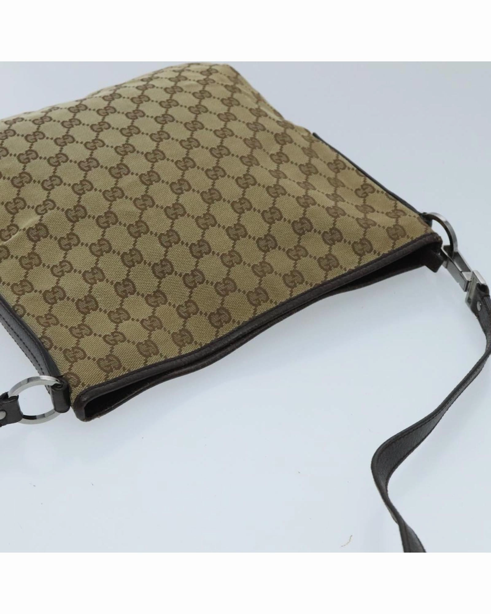 GG Canvas Shoulder Bag with Silver Accents