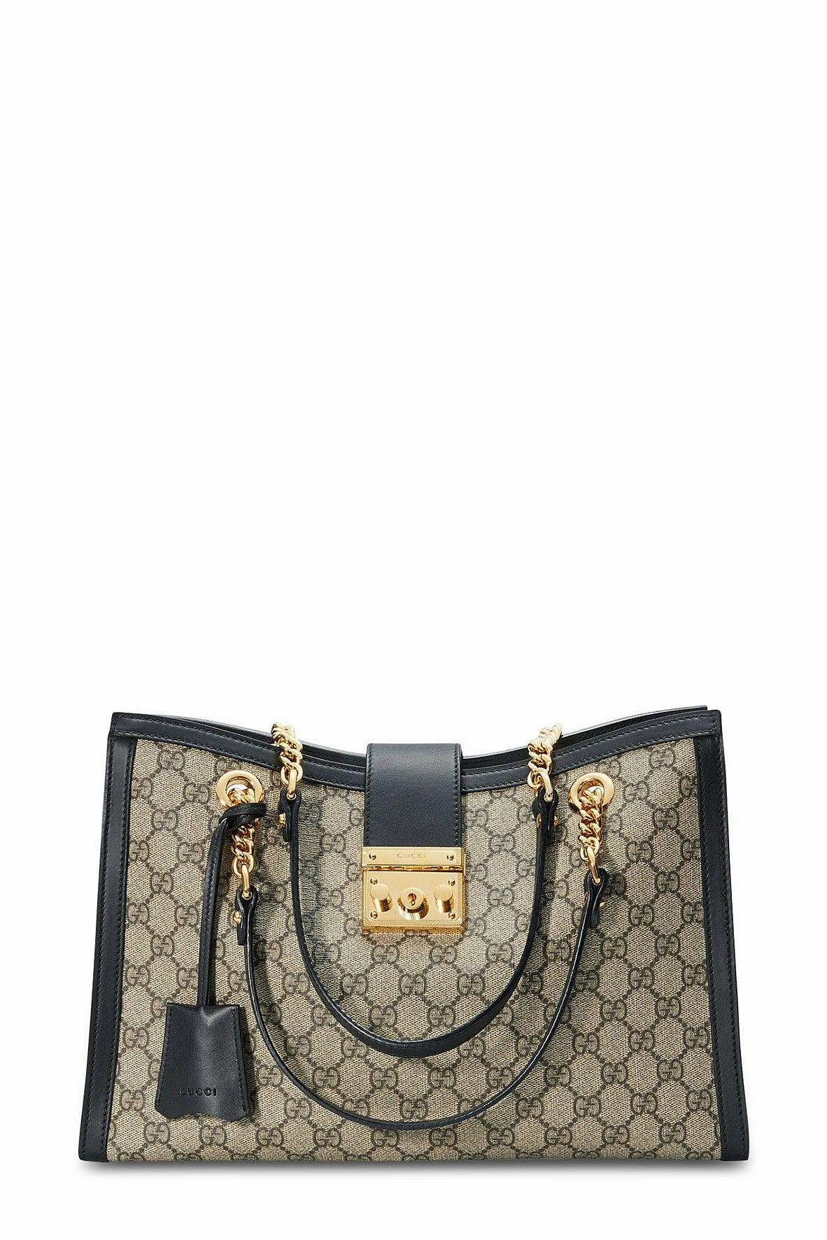 GG Supreme Padlock Medium Shoulder Bag Black