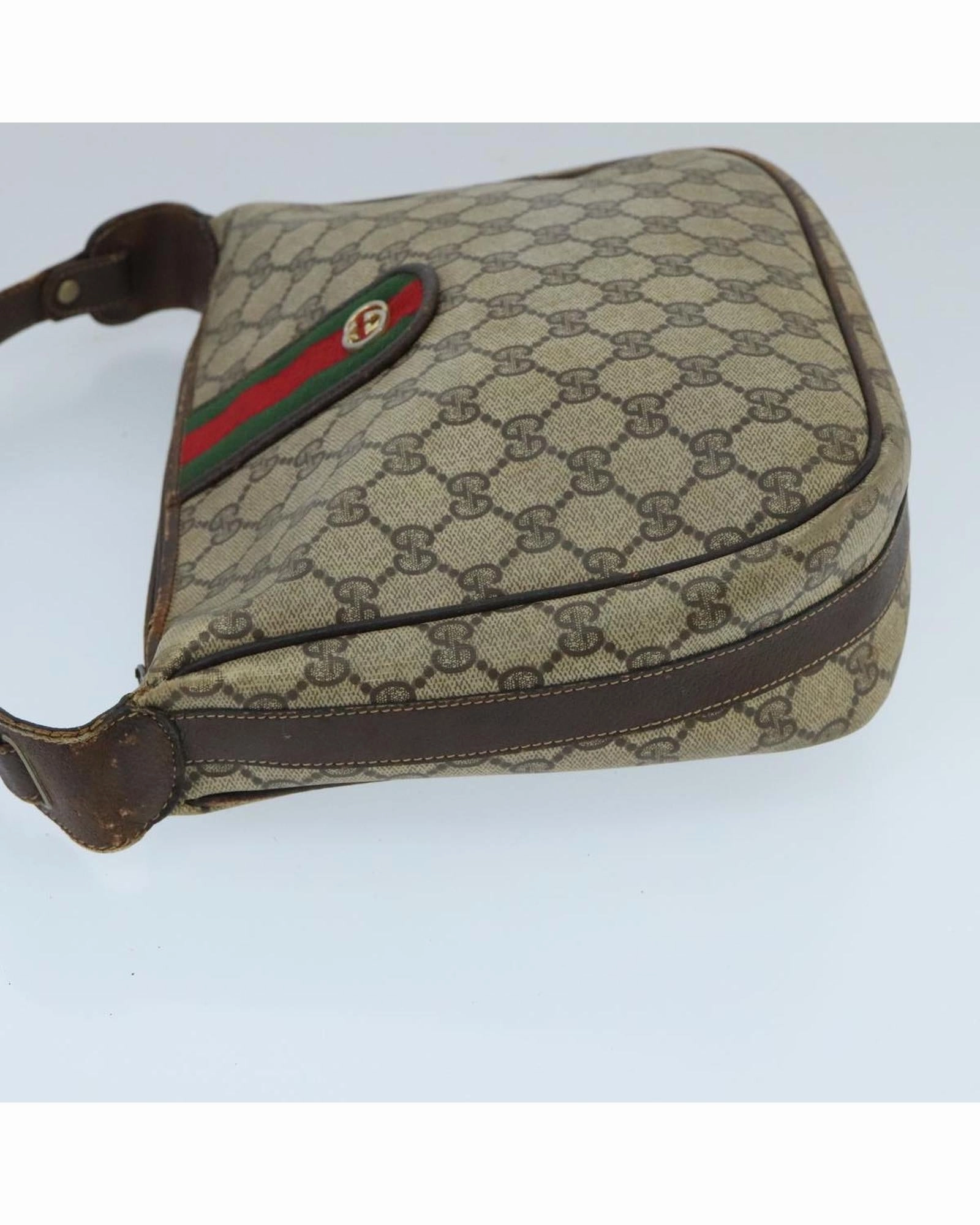 GG Supreme Web Sherry Line Shoulder Bag with Gold Accents and Red Detailing