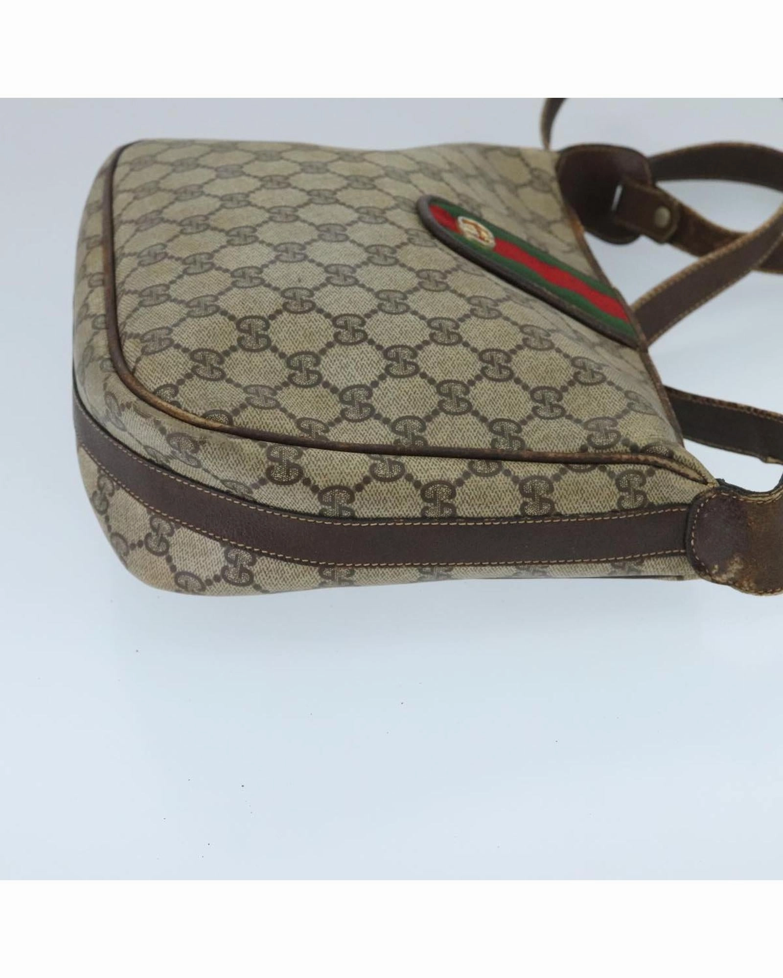 GG Supreme Web Sherry Line Shoulder Bag with Gold Accents and Red Detailing