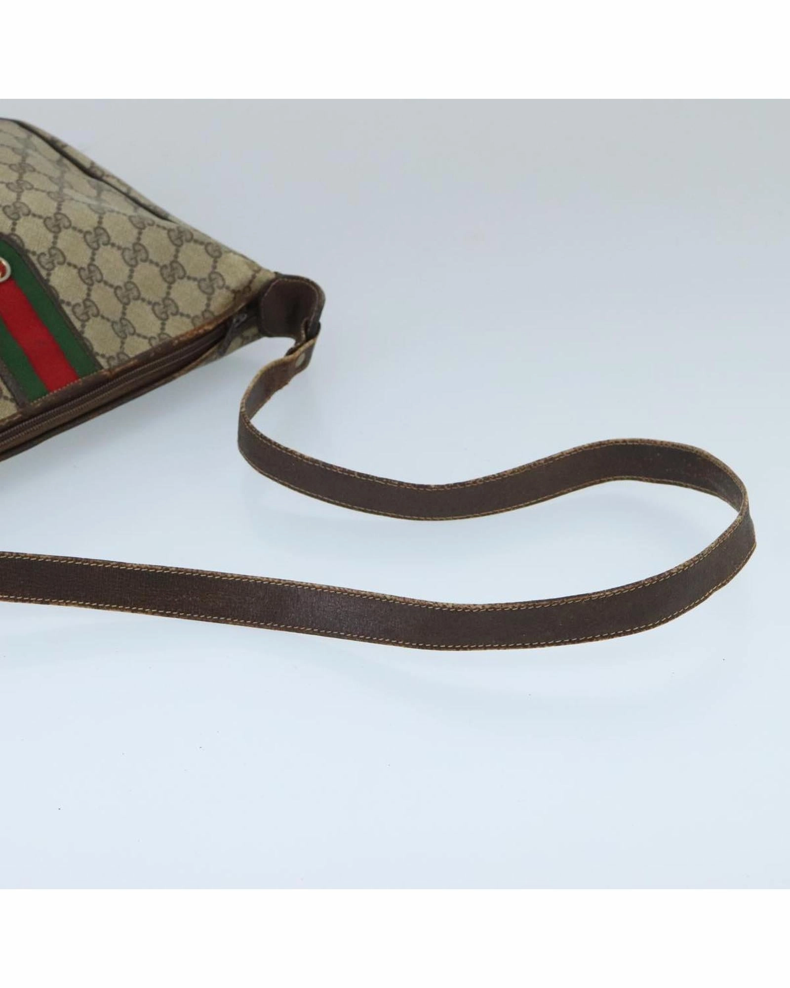 GG Supreme Web Sherry Line Shoulder Bag with Gold Accents and Red Detailing