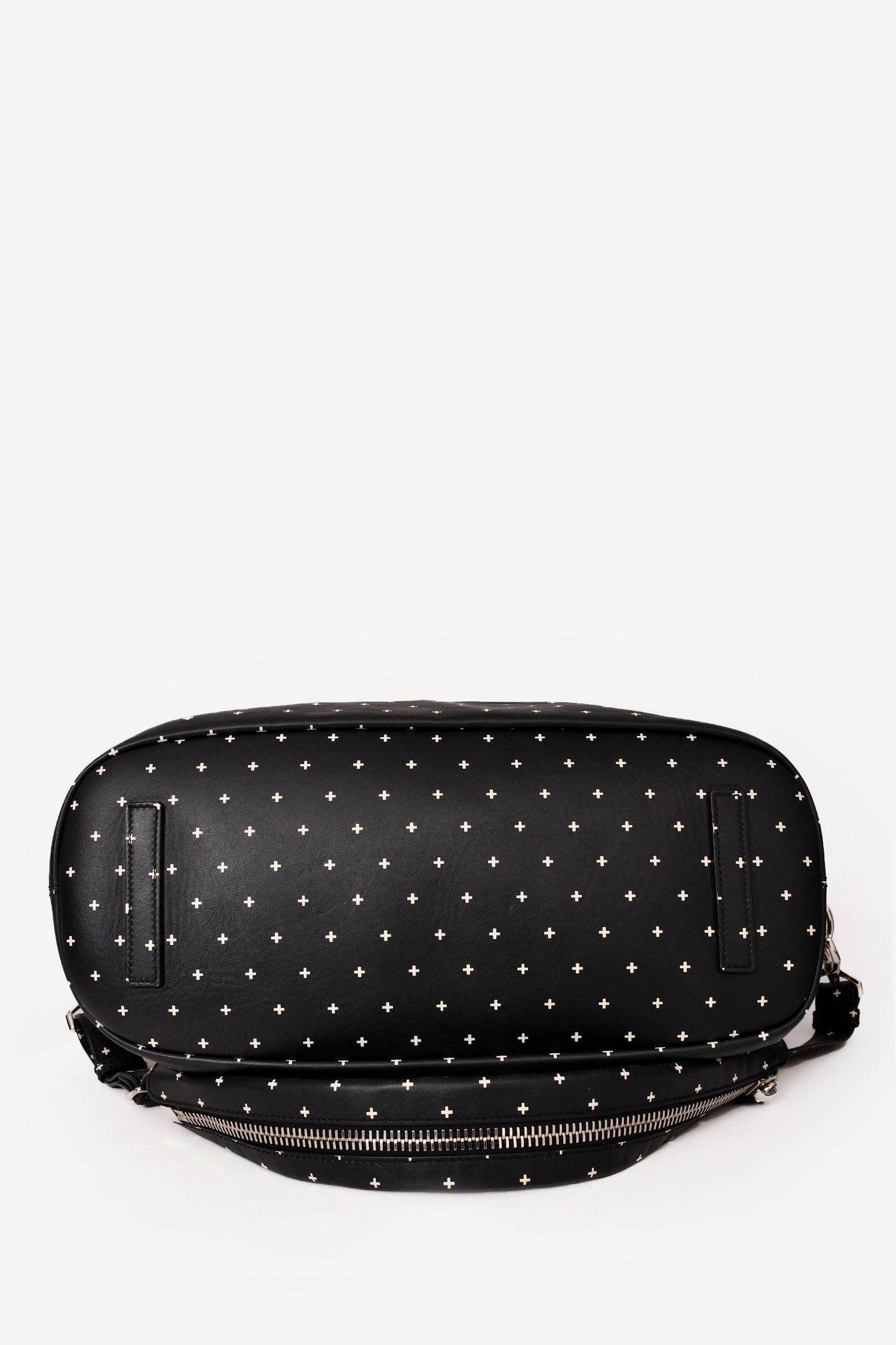 Givenchy 2015 Black/White Leather Cross Patterned Nightingale Weekender Bag with Strap
