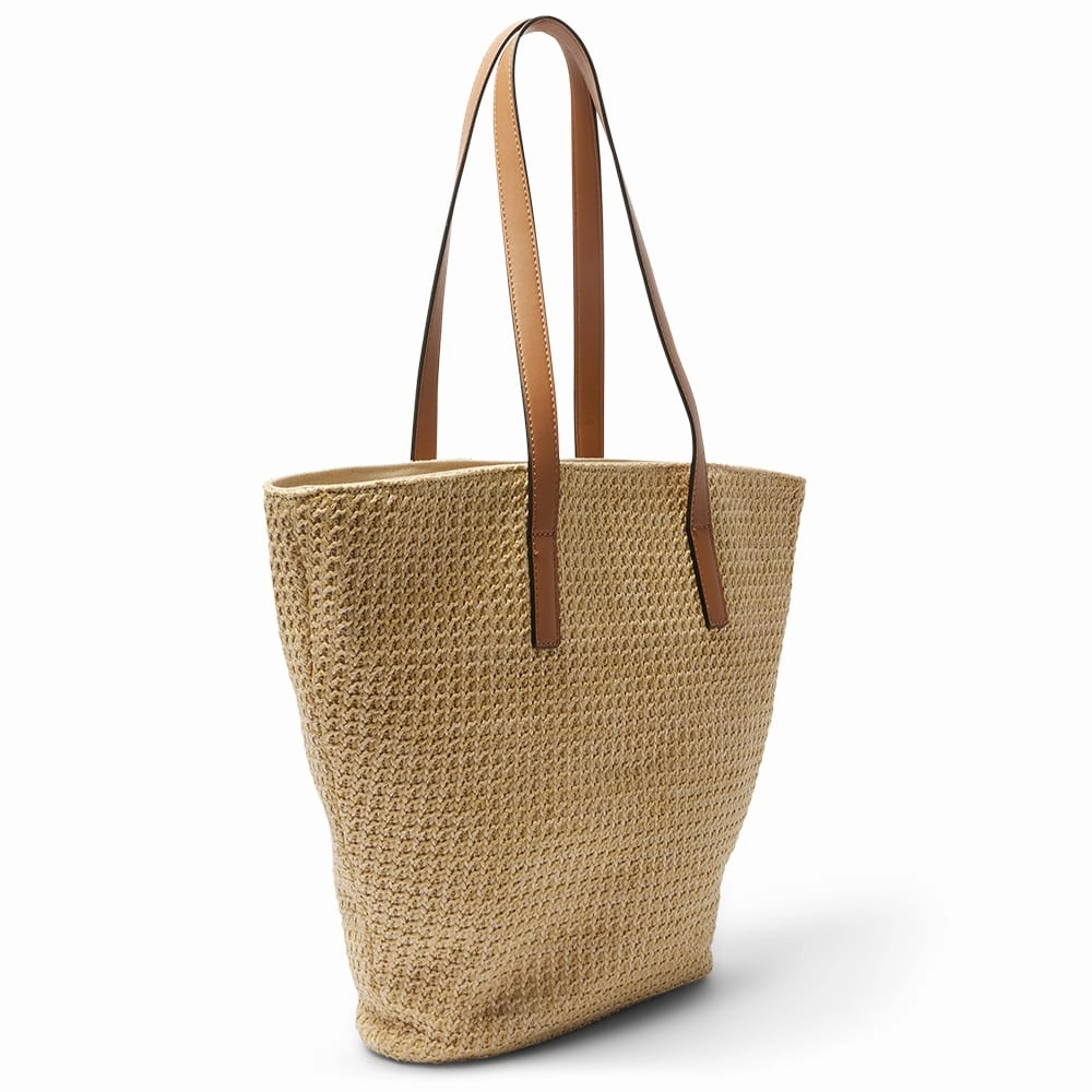 Glow Tote in Tan/raffia