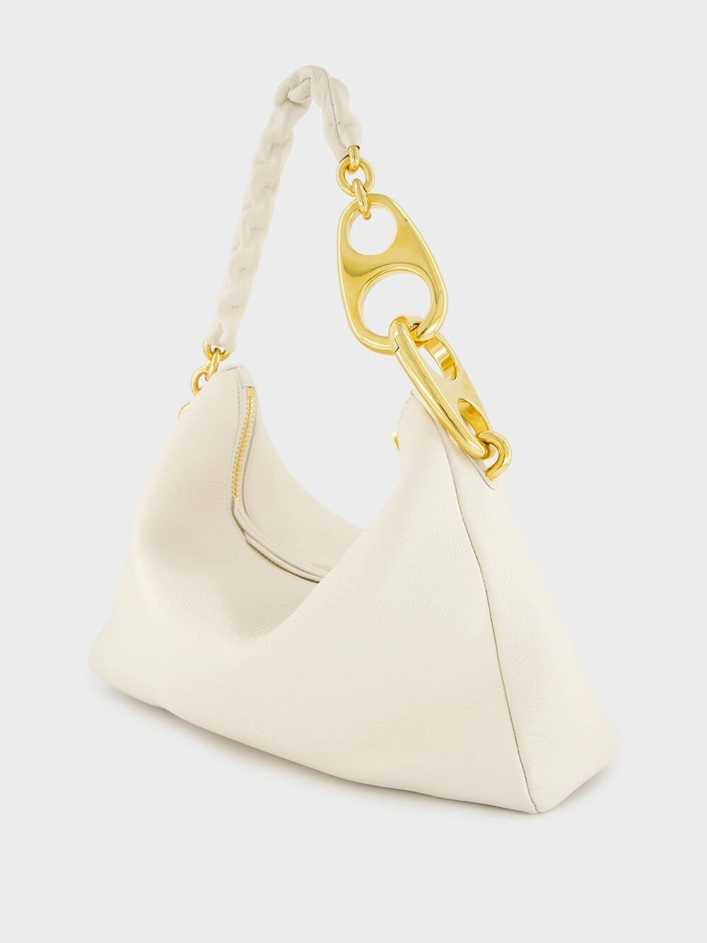 Grain Leather Carine Large White Hobo