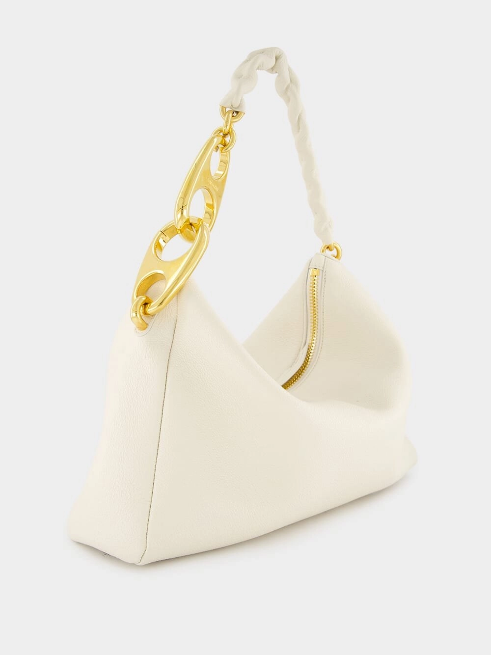 Grain Leather Carine Large White Hobo