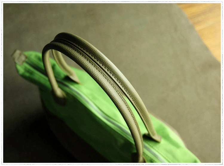 Green Womens Nylon Shoulder Handbag Womens Nylon Contrast Color Shoulder Work Purse Nylon for Ladies