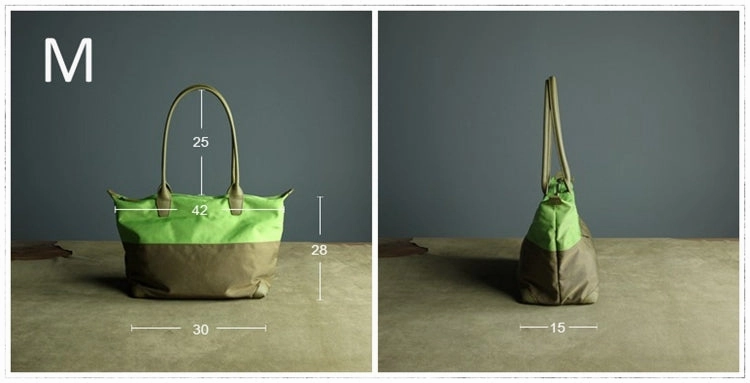 Green Womens Nylon Shoulder Handbag Womens Nylon Contrast Color Shoulder Work Purse Nylon for Ladies