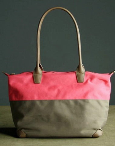 Green Womens Nylon Shoulder Handbag Womens Nylon Contrast Color Shoulder Work Purse Nylon for Ladies