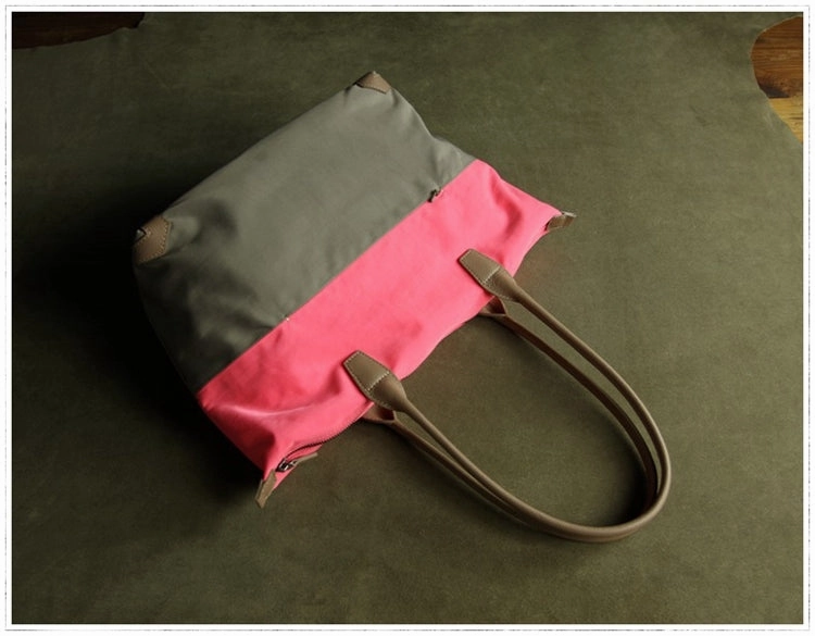 Green Womens Nylon Shoulder Handbag Womens Nylon Contrast Color Shoulder Work Purse Nylon for Ladies