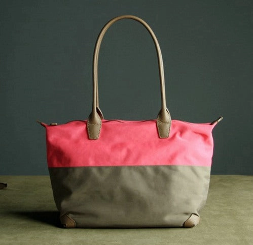 Green Womens Nylon Shoulder Handbag Womens Nylon Contrast Color Shoulder Work Purse Nylon for Ladies